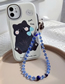 Fashion Blue Crystal Beaded Eye Mobile Phone Chain