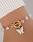 Fashion Gold Geometric Pearl Shell Butterfly Ot Buckle Bracelet