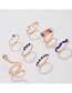 Fashion Blue Alloy Diamond -shaped Geometric Ring Set