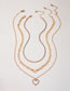 Fashion Gold Alloy Inlaid Diamond Love Multi -layer Necklace