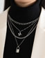 Fashion Silver Alloy Geometry Lock -shaped Multi -layer Necklace