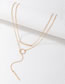 Fashion Gold Alloy Geometric Ring Rod Dual -layer Necklace