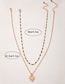 Fashion Gold Metal Geometric Round Bead Chain Love Dual -layer Necklace