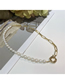 Fashion 2# Copper Gold -plated Pearl Stitching Chain Boat Rudder Necklace