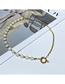 Fashion 2# Copper Gold -plated Pearl Stitching Chain Boat Rudder Necklace