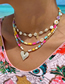 Fashion 3# Rainbow Soft Pottery Gold Beads Beads Love Necklace