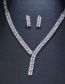 Fashion Platinum Copper Inlaid Diamond Geometric Earrings Necklace Set