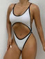 Fashion Silver Polyester Hollow Conjoined Swimsuit