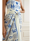 Fashion Blue Dress Polyester Printing Decorative Beach Skirt