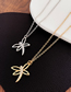 Fashion Silver Copper And Diamond Hollow Dragonfly Necklace