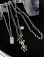 Fashion 5# Necklace. Rhinestone Bear Alloy Diamond Bear Double Layer Necklace