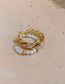Fashion 8# Open Golden Zircon (real Gold Plating) Copper And Diamond Geometric Ring