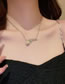 Fashion 16# Necklace - White Alloy Geometric Pearl Chain Square Diamond Necklace