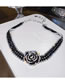 Fashion 14#necklace-black Diamond Flowers Alloy Diamond Flower Necklace