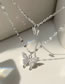 Fashion Gold Alloy Diamond Butterfly Double Layer Necklace