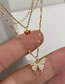 Fashion Silver Alloy Diamond Butterfly Double Layer Necklace