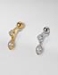 Fashion 3# Golden Silver And Diamond Geometric Piercing Stud Earrings