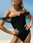 Fashion Black Polyester Mesh One-shoulder One-piece Swimsuit