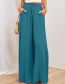 Fashion Green Polyester Lace-up Wide-leg Trousers