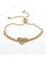 Fashion Gold Brass Zirconia Beaded Heart Eye Bracelet