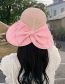Fashion Pink Polyester Straw Stitching Bowknot Big Brim Sunscreen Hat