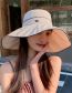 Fashion Shallow Rice Metal Label Large Brim Sunscreen Bucket Hat