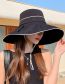 Fashion Black Metal Label Large Brim Sunscreen Bucket Hat