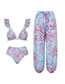 Fashion Split Bikini + Pants Polyester Printed Two-piece Swimsuit Pants Set