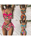Fashion Rose Red Polyester Print Tie Swimsuit