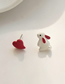 Fashion Color Metal Heart Bunny Asymmetric Stud Earrings