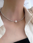 Fashion Silver Crushed Silver Beaded Pearl Necklace
