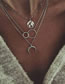 Fashion Silver Metal Map Ring Moon Layer Necklace