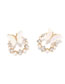 Fashion Gold Alloy Diamond And Pearl Butterfly Round Stud Earrings