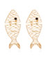 Fashion White K Alloy Hollow Fish Stud Earrings