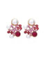 Fashion Color Alloy Diamond And Pearl Geometric Stud Earrings