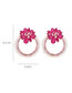 Fashion Rose Red Alloy Diamond Hollow Round Stud Earrings