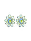 Fashion White Color Alloy Geometric Crystal Flower Stud Earrings