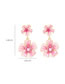 Fashion Pink Alloy Diamond Drip Oil Flower Stud Earrings