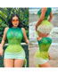 Fashion Color Polyester Halter Neck Gradient Drawstring Two-piece Swimsuit Three-piece Set