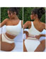Fashion White Polyester One Shoulder High Waist Two Piece Swimsuit