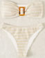 Fashion Cream Color Striped Bandeau Two-piece Swimsuit