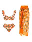 Fashion Orange Wrap Skirt Polyester Printed Beach Dress