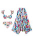 Fashion Small Flying Sleeve Bikini Set Polyester Printed Two-piece Swimsuit Beach Dress Set