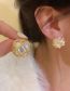 Fashion Gold Alloy Mesh Pearl Square Stud Earrings
