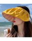 Fashion Yellow Solid Pleated Large Brim Empty Sun Hat