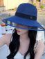 Fashion Blue Alphabet Web Straw Big Brim Sun Hat