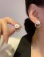 Fashion Pair Of Flower Stud Earrings Alloy Diamond Drip Oil Camellia Pearl Stud Earrings