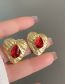 Fashion Pair Of Red Earrings Alloy Diamond Heart Stud Earrings
