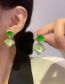 Fashion Pair Of Green Stud Earrings Alloy Geometric Water Ripple Square Stud Earrings