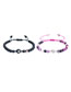 Fashion 100 Languages Black Matte Plus Amethyst Pair Pair Of Projection Frosted Beaded Bracelets